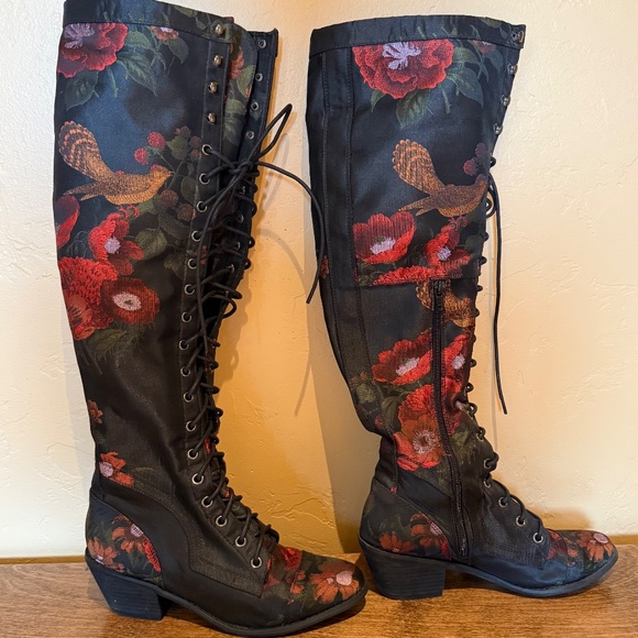 Jeffrey Campbell embroidered lace up boots size 7.5m - Picture 2 of 5